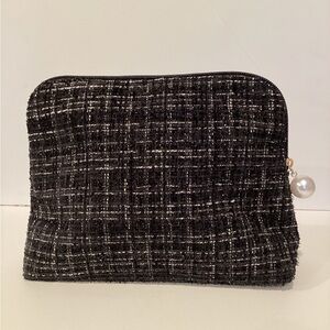 Ulta Plaid Tweed Black Cosmetic Bag